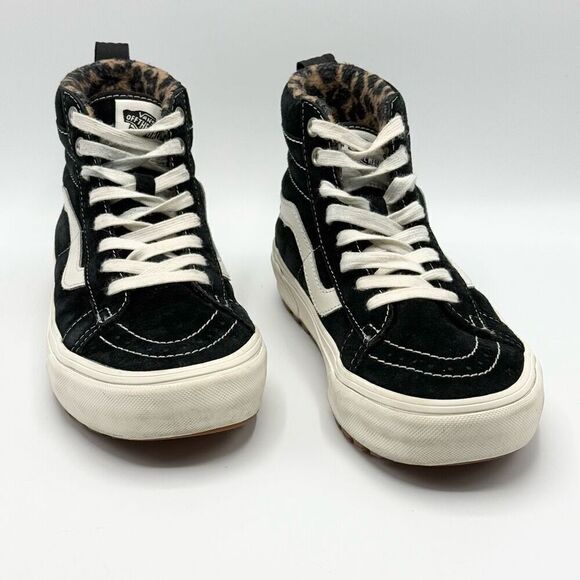 Vans SK8-HI Mte Black Suede Leopard Print Lace Up Sneakers - Big Kids 4.5 - Picture 2 of 10